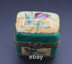 Limoges France Peint Main Trinket Box with 2 Perfume Bottles