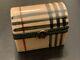 Limoges France Peint Main Trinket Box Porcelain Burberry Horsesho Trunk Pill Box