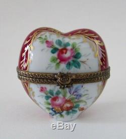Limoges France Peint Mein Love Potion Rose Valentine Heart Trinket Box