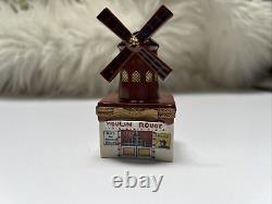 Limoges France Peint Moulin Rouge Windmill Trinket Box with Champagne 0740/2500