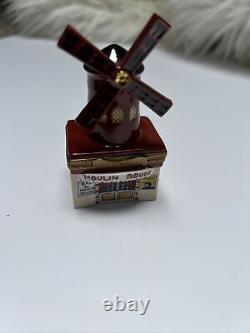 Limoges France Peint Moulin Rouge Windmill Trinket Box with Champagne 0740/2500