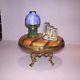 Limoges France Peint Main Table With Blue Lamp And Books Rare Hinged Trinket Box