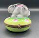 Limoges France Porcelain Bunny Rabbit 3d Trinket Box Peint Main Parry Vieille Pv