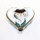 Limoges, France Porcelain Heart Shaped Trinket Box With Cat In Bowler By Chamart