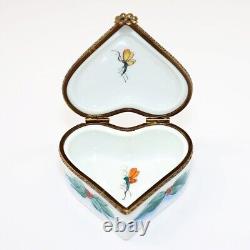 Limoges, France Porcelain Heart Shaped Trinket Box with Cat in Bowler by Chamart