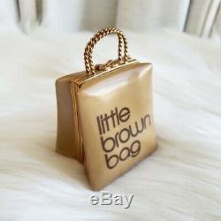 Limoges France Porcelain Little Brown Bag Trinket Box
