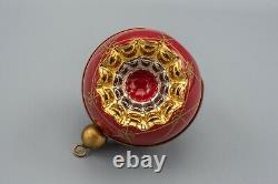 Limoges France Porcelain Ornament Trinket Box Christmas Ball Red Gold Peint Main