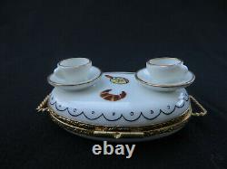 Limoges France Porcelain Tea Cart Trinket Box Cup Saucers Hotel Paris