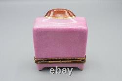 Limoges France Porcelain Trinket Box Armoire Dresser Mirror Key Pink Peint Main