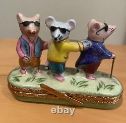 Limoges France Porcelain Trinket Box Artoria Peint Main Three Blind Mice