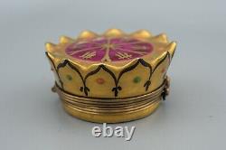 Limoges France Porcelain Trinket Box Chamart Crown Gold Enameled Decor Main