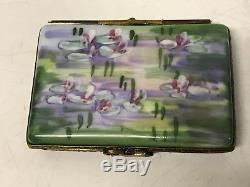 Limoges France Porcelain Trinket Box Claude Monet Nympheas Water Lillies