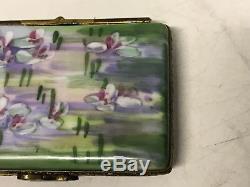 Limoges France Porcelain Trinket Box Claude Monet Nympheas Water Lillies