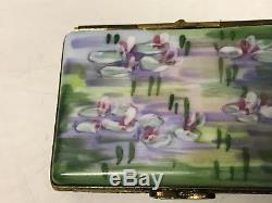 Limoges France Porcelain Trinket Box Claude Monet Nympheas Water Lillies