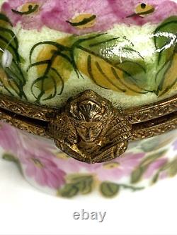 Limoges France Porcelain Trinket Box Flowers Inside Flowers Outside Multicolor