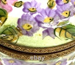 Limoges France Porcelain Trinket Box Flowers Inside Flowers Outside Multicolor