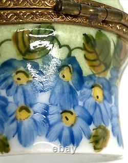 Limoges France Porcelain Trinket Box Flowers Inside Flowers Outside Multicolor