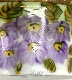 Limoges France Porcelain Trinket Box Flowers Inside Flowers Outside Multicolor