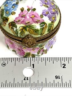 Limoges France Porcelain Trinket Box Flowers Inside Flowers Outside Multicolor