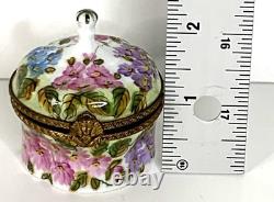 Limoges France Porcelain Trinket Box Flowers Inside Flowers Outside Multicolor