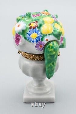 Limoges France Porcelain Trinket Box Jacques Limited Flower Urn Pot Peint Main