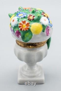 Limoges France Porcelain Trinket Box Jacques Limited Flower Urn Pot Peint Main