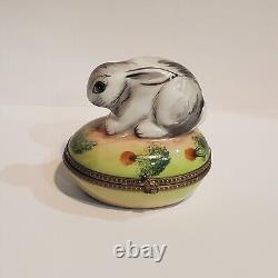 Limoges France Porcelain Trinket Box Peint Main Rabbit Bunny Easter