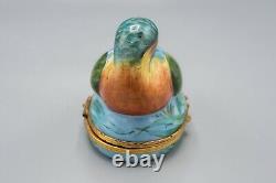 Limoges France Porcelain Trinket Box Piotet Chamart Kingfisher Bird Peint Main