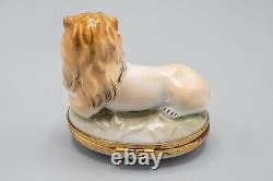 Limoges France Porcelain Trinket Box Porcelaine De Paris Rochard Resting Lion