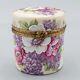 Limoges France Porcelain Trinket Box Rochard Large Flowers Pink Rehausse Main