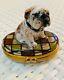 Limoges-france Porcelain Hand Painted Bulldog Trinket Box Ltd Ed. Signed/numbered