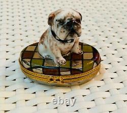 Limoges-France Porcelain hand painted Bulldog trinket box Ltd Ed. Signed/numbered