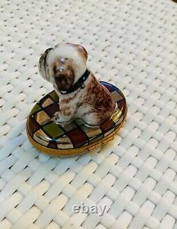 Limoges-France Porcelain hand painted Bulldog trinket box Ltd Ed. Signed/numbered