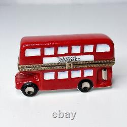Limoges France Red Double Decker Bus Trinket Box London Standard Dubarry Pient