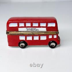 Limoges France Red Double Decker Bus Trinket Box London Standard Dubarry Pient