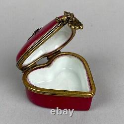 Limoges France Red and Gold Tone Butterfly Porcelain Trinket Box 2