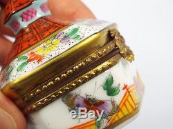 Limoges France Rochard Hand Painted Asian Pavilion Pagoda Dragon Trinket Box