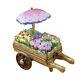 Limoges France Rochard Hand Painted Flower Cart Trinket Box