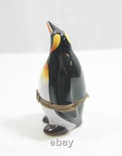 Limoges France Rochard Hand Painted Penguin Trinket Box