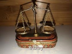 Limoges France Rochard Hand Painted Scale Balance Of Justice Law Trinke