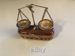 Limoges France Rochard Hand Painted Scale Balance Of Justice Law Trinke