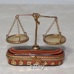 Limoges France Rochard Hand Painted Scales Balance of Justice Law Legal Trinket