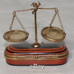 Limoges France Rochard Hand Painted Scales Balance of Justice Law Legal Trinket