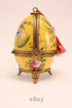 Limoges France Rochard Porcelain Egg Double Hinged Box Perfume Bottle 103/500