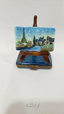 Limoges France Rochard Trinket Box Artist Easel, Parisian Scene, Signed DZ