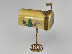 Limoges France Rochard Trinket Box Hand Painted Miniature Mailbox