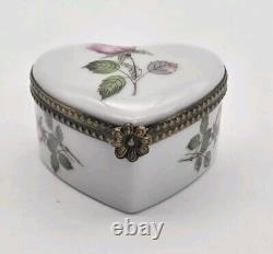 Limoges France Rochard Trinket Box Heart Hand Painted Signed Porcelain