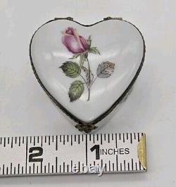 Limoges France Rochard Trinket Box Heart Hand Painted Signed Porcelain