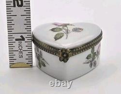 Limoges France Rochard Trinket Box Heart Hand Painted Signed Porcelain