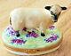 Limoges France Sheep/ewe Floral Trinket Box Peint Main Signed Cg #202